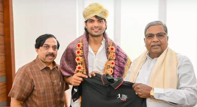 Renowned Javelin Thrower Neeraj Chopra Meets CM Siddaramaiah