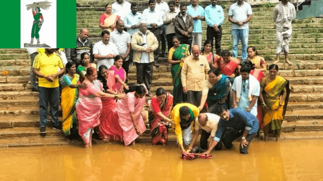 “Deepak Singh Leads JD(S) Shivamogga in Spiritual Tribute to River Tunga”