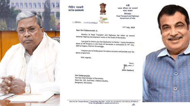 Gadkari Responds with Proof to CM Siddaramaiah’s Allegation of Not Being Invited to Shivamogga Bridge Inauguration