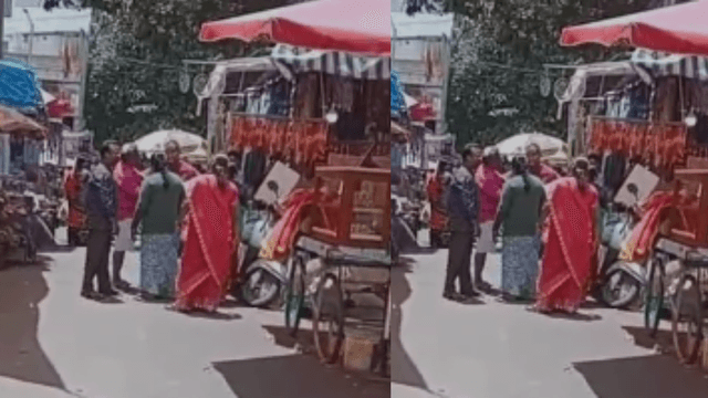 Obscene Behavior by Man Towards Woman Over Footpath Shop Space: Video Goes Viral!