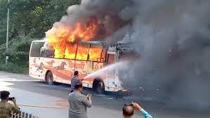 Bike Collides with Sleeper Bus in Rajasthan, Bus Catches Fire, Three Dead on the Spot